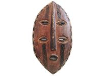 Vintage African Wooden Mask Shield Hanging Wall Hanging Decor Carved Statue Carving Sculpture Wood Tribal Art c1950-70's