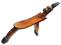 Vintage African Wooden Brown Natural Wood Antelope Squat Stool Chair Stand Display Foot Rest Plinth Seating circa 1960-70's