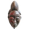Vintage African Wooden Mask Hanging Wall Hanging Decor Carved Statue Carving Sculpture Wood Tribal Art Design c1960-70's