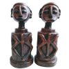 Vintage Indonesian South Pacific Oceania Twins Figurines Decorative Wooden Decor Carving Sculpture c1980-90's