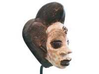 Vintage African Wooden Mask Hanging Wall Hanging Decor Carved Statue Carving Sculpture Wood Tribal Art Design c1970-80's