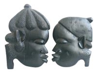 Vintage African Medium Wooden Bust Mask Wall Decor Intricate Carved Statue Carving Sculpture Wood Tribal Art c1970-80's