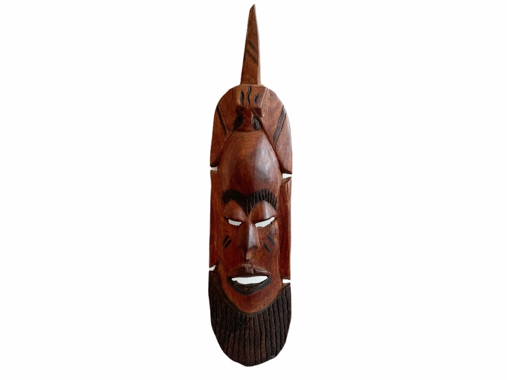 Vintage African Small Wooden Bust Mask Wall Decor Intricate Carved Statue Carving Sculpture Wood Tribal Art c1970-80’s