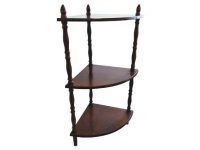 Vintage French Wood Wooden Dark Brown Natural Wood Corner Shelf Shelving Wall Stand Display Plinth Prop circa 1970-1980's