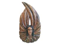 Vintage South American Angel Influence Decorative Wooden Wall Hanging Decor Carving Sculpture c1960-70's