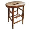 Vintage French Worn Wooden Brown Wood Medium Stool Chair Stand Display Rest Plinth Seating Plant Prop circa 1950-1960's