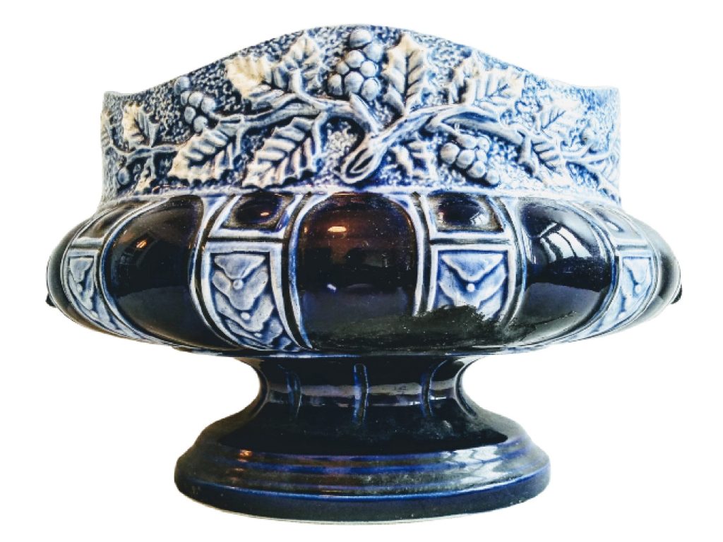 Antique French Majolica Decorative Cache Pot Barbotine Plant Holder Planter Glazed Earthenware Ceramic Circa 1900’s