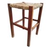 Vintage French Wooden Brown Natural Wood Woven String Stool Chair Stand Display Rest Plinth Seating Prop circa 1960-1970's