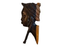Vintage African Small Wooden Bust Mask Wall Decor Intricate Carved Statue Carving Sculpture Wood Tribal Art c1980-90's