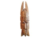 Vintage African Small Wooden Bust Mask Wall Decor Intricate Carved Statue Carving Sculpture Wood Tribal Art c1980-90's