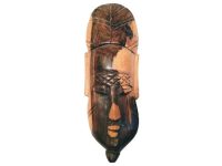 Vintage African Small Wooden Bust Mask Wall Decor Intricate Carved Statue Carving Sculpture Wood Tribal Art c1980-90's