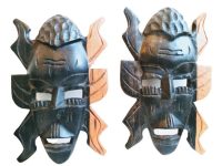 Vintage African Small Wooden Bust Mask Wall Decor Intricate Carved Statue Carving Sculpture Wood Tribal Art c1980-90's