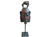 Vintage African Medium Wooden Bust Mask Wall Decor Intricate Carved Statue Carving Sculpture Wood Tribal Art c1980-90's