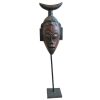 Vintage African Medium Wooden Bust Mask Wall Decor Intricate Carved Statue Carving Sculpture Wood Tribal Art c1980-90's