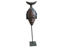 Vintage African Medium Wooden Bust Mask Wall Decor Intricate Carved Statue Carving Sculpture Wood Tribal Art c1980-90's