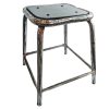 Vintage French Grey Metal Wood Industrial Style Stool Flower Pot Ornament Stand Display Rest Plinth Prop c1960-70's