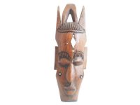 Vintage African Small Wooden Bust Mask Wall Decor Intricate Carved Statue Carving Sculpture Wood Tribal Art c1970-80's