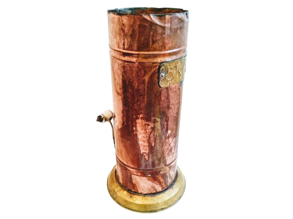 Vintage French Heavy Copper Bashed Bruised Umbrella Walking Stick Stand Container Doorway Hallway Decor Cloakroom c1960-70's