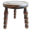 Vintage French Wooden Brown Natural Wood Small Milking Stool Chair Stand Display Rest Plinth Seating Prop circa 1960-1970's