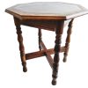 Vintage French Wooden Brown Natural Varnished Wood Small Octagonal Side Table Stand Display Rest Plinth Prop c1960-70's