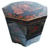Vintage Asian Chinese Lacquer Octagonal Two Layer Large Storage Box Dish Bowl Platter Decorative Table circa 1960-70's