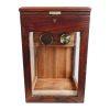 Vintage French La Flor Del A Isabela Wooden Glass Commercial Cigar Humidor Hygrometer Storage Box Tobacciana c1970-80's