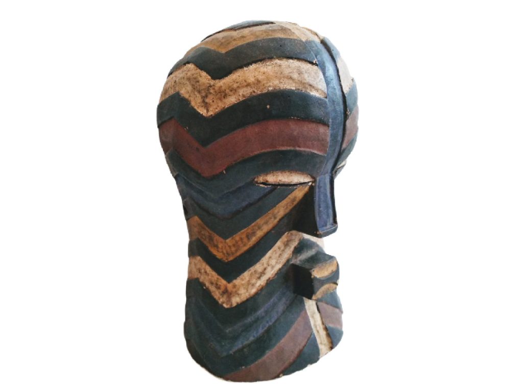 Vintage African Wooden Mask Hanging Wall Hanging Decor Carved Statue Carving Sculpture Wood Tribal Art c1980-90’s