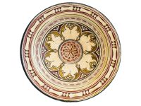 Vintage Moroccan Large Caramel Cream Colored Serving Dish Plate Platter Wall Hanging Decor Design Terracotta c1970-80's
