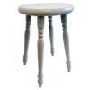 Vintage French Refurbished Painted Grey Wood Small Milking Stool Chair Stand Display Rest Plinth Seating Prop circa 1980's
