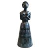 Vintage South American Lady Woman Female With Pot Black Purple Terracotta Decor Ornament Large Display Piece c1960-70's