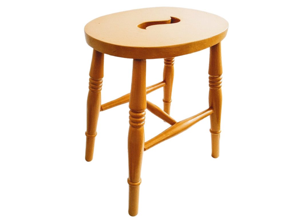 Vintage French Wooden Orange Natural Wood Medium Stool Chair Stand Display Rest Plinth Seating Prop circa 1970-1980's