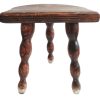 Vintage French Wooden Brown Natural Wood Small Milking Stand Display Rest Plinth Stool Chair Seating Prop c1960-1970's