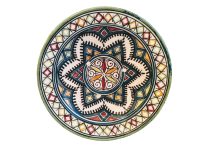 Vintage Moroccan Green White Large Serving Bowl Dish Plate Wall Hanging Ornament Decor Design Terracotta c1970-80's