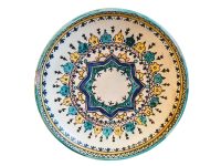 Vintage Moroccan Green White Extra Large Serving Bowl Dish Plate Wall Hanging Ornament Decor Design Terracotta c1950-60's