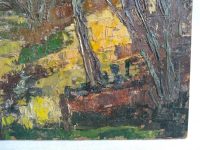 Alternative view of Vintage French Trees Tree Woodland Field Border Hedgerow Oil Painting On Board Normandy Signed circa 1970-80's