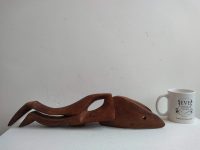 Alternative view of Vintage African Wooden Mysterious Statue Figurine Primitive Sculpture Crocodile Carving Tribal Wall Art Decor c1980-90's