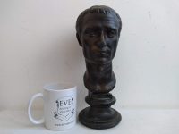 Alternative view of Vintage French Man Male Plaster Bust Head Ornament Figurine Display Gift Faded Weathered Damaged Black Stone c1920-30's