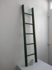 Vintage French Wooden Green Steps Stepladder Ladder Library Work Studio Bunk Bed Short Natural Wood Rest Prop c1970-1980’s 4