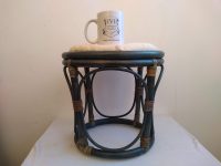 Alternative view of Vintage French Stool Wood Wooden Pole Sea Blue Green Cushioned Compact Seat Prop Display Plinth Rest Stand circa 1980-90's