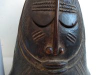 Alternative view of Vintage African Wooden Mask Hat Cap Outfit Topper Decor Carved Statue Carving Sculpture Wood Tribal Art Prop c1960-70's