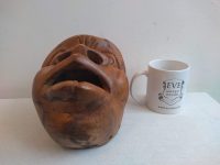 Alternative view of Vintage African Wooden Mask Hanging Wall Decor Intricately Carved Statue Carving Sculpture Wood Tribal Art c1970-80's