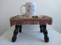 Alternative view of Vintage French Stool Cushioned Small Tiny Wooden Wood Side Stand Flower Pot Ornament Display Foot Rest Design c1950-60's