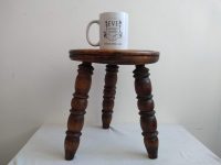Alternative view of Vintage French Small Stool Table Wooden Wood Chair Seat Side Stand Flower Pot Ornament Display Shelf Prop circa 1970-80's