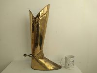 Alternative view of Vintage French Metal Brass Umbrella Walking Stick Stand Container Pot Storage Doorway Hallway Decor Cloakroom c1960-70's