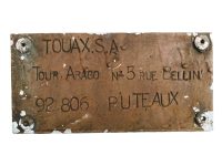 Vintage French Railway Carriage Steel Plaques Plates Badges Touax.S.A Tour Arago Puteaux circa 1970's