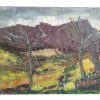 Vintage French Trees Tree Woodland Field Border Hedgerow Oil Painting On Board Normandy Signed circa 1970-80's