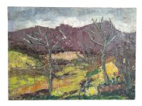 Vintage French Trees Tree Woodland Field Border Hedgerow Oil Painting On Board Normandy Signed circa 1970-80's