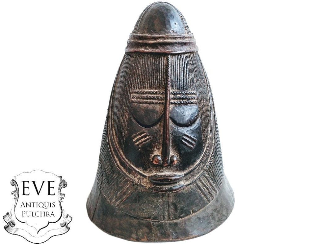 Vintage African Wooden Mask Hat Cap Outfit Topper Decor Carved Statue Carving Sculpture Wood Tribal Art Prop c1960-70’s