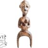 Vintage African Small Woman Pulley Wooden Standing Decor Carved Statue Carving Sculpture Wood Tribal Art c1970-80's