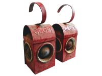 Vintage French Hanging Red Warning Caution Lamp Lantern Light Torch Road Works Railway Caution Housing Prop circa 1960-70's